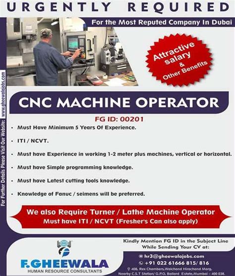 cnc laser machine operator jobs in Dubai 